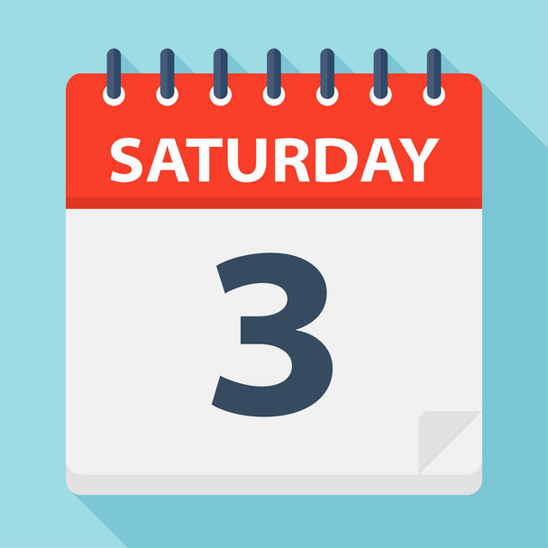 Saturday 3 - Calendar Icon - Vector Illustration - Vector, Image