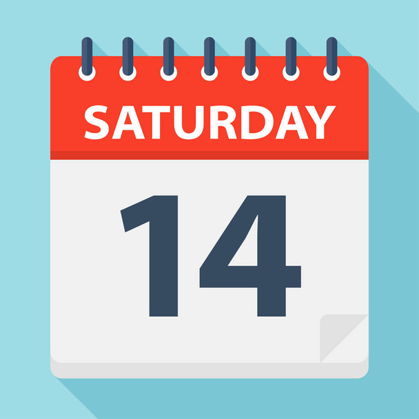 Saturday 14 - Calendar Icon - Vector Illustration - Vector, Image