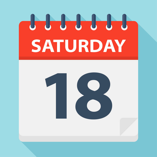 Saturday 18 - Calendar Icon - Vector Illustration - Вектор,изображение