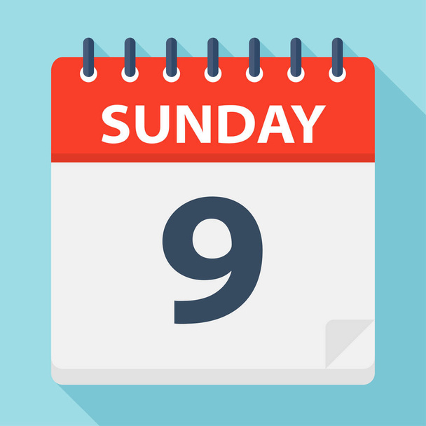 Sunday 9 - Calendar Icon - Vector Illustration - Vector, Image