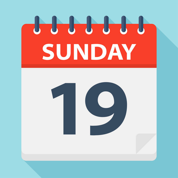 Sunday 19 - Calendar Icon - Vector Illustration - Vector, imagen