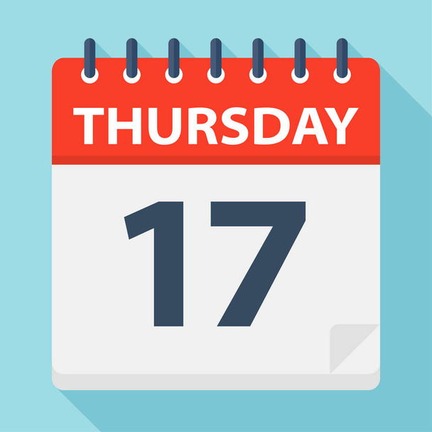 Thursday 17 - Calendar Icon - Vector Illustration - Διάνυσμα, εικόνα