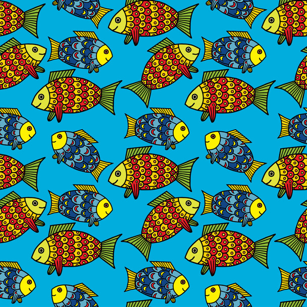 Abstract patterns fish color doodles sketch - Vektor, kép