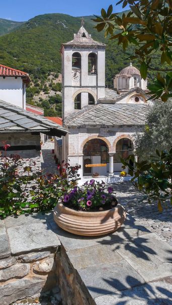 Starożytny klasztor Timiou Prodromou St. Jana Chrzciciela w pobliżu miasta Serres, Central Macedonia, Grecja - Zdjęcie, obraz