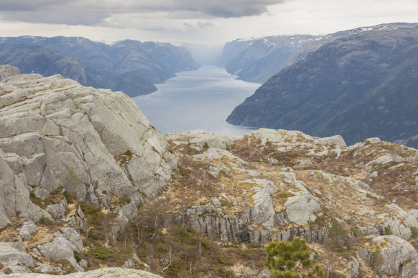 Beauty view from path to Preikestolen in Norway. - Photo, Image