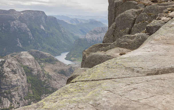 Beauty view from path to Preikestolen in Norway. - Fotó, kép