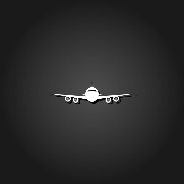 Vliegtuigen of vliegtuig pictogram plat - Vector, afbeelding