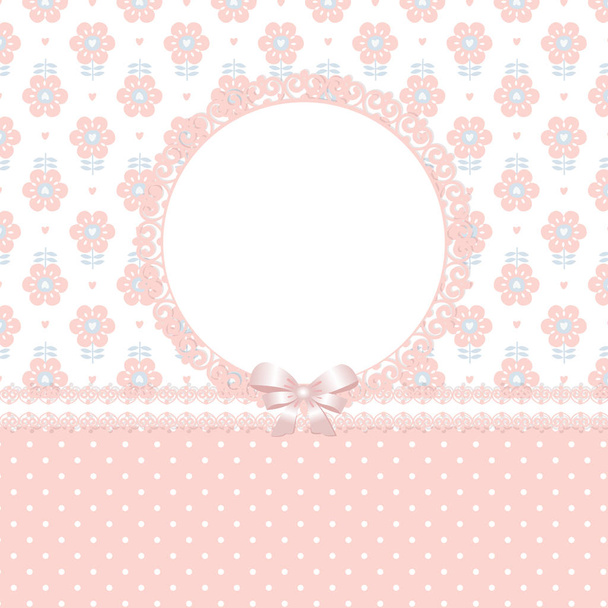 Romantic floral pink vector background for greeting card, baby shower, invitation. Copy space - Vektor, obrázek