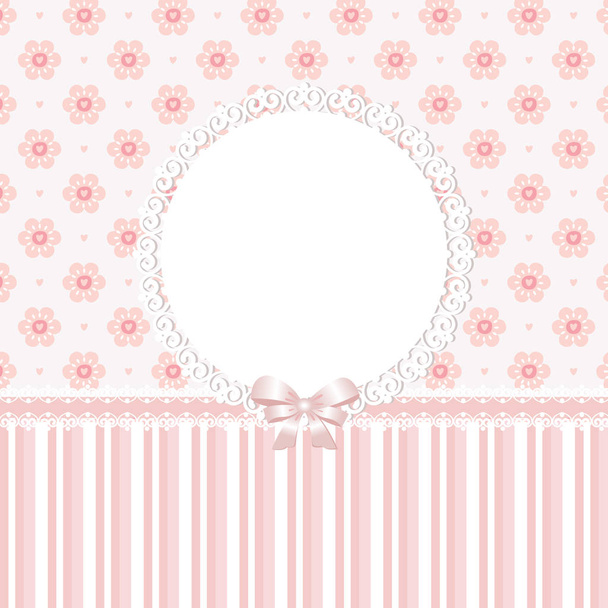 Romantic floral pink vector background for greeting card, baby shower, invitation. Copy space - Vetor, Imagem