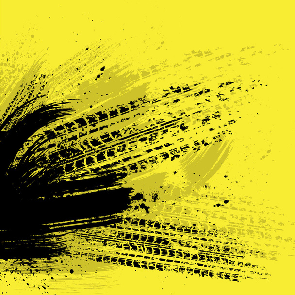 κομμάτι μαύρο ελαστικού σε κίτρινο φόντο - Διάνυσμα, εικόνα