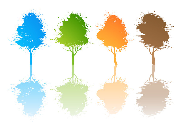 Set of colored trees - Vector, Imagen