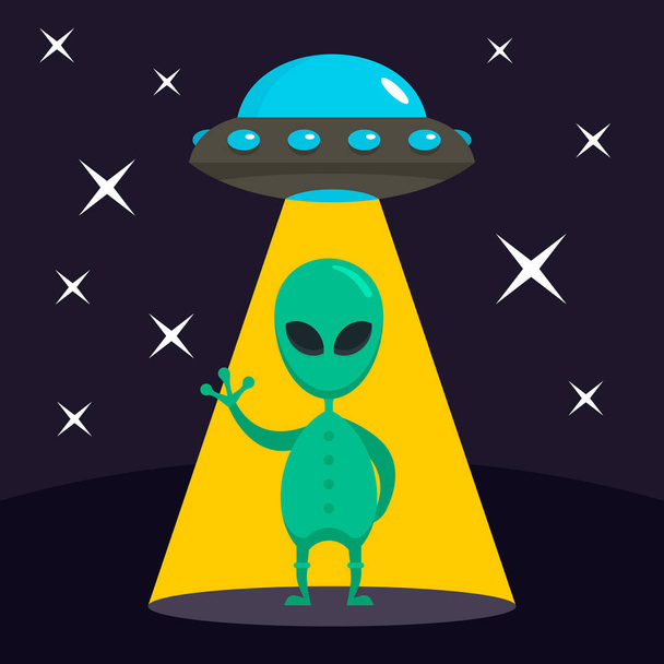 Hello from alien concept background, flat style - Διάνυσμα, εικόνα
