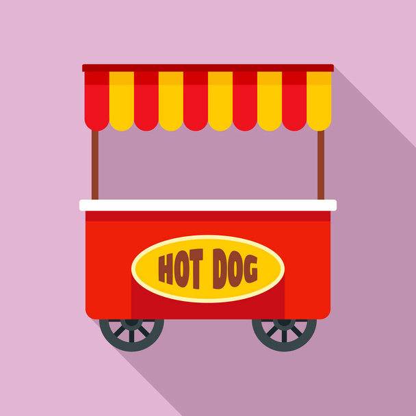 Street cart hot dog icon, flat style - Wektor, obraz