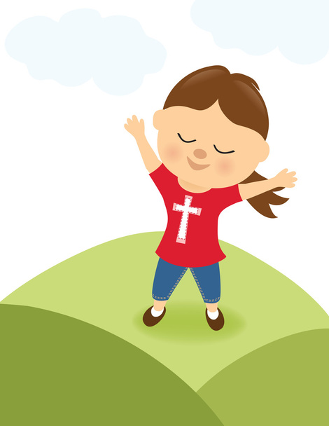 Girl praising the Lord - Vector, Image