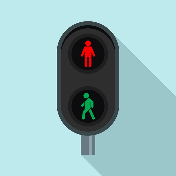 City pedestrian traffic lights icon, flat style - Διάνυσμα, εικόνα