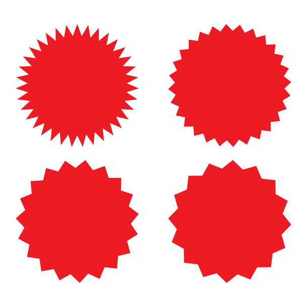 Set roter Retro-Blank-Starburst, Sunburst-Abzeichen. Vektorillustration. - Vektor, Bild
