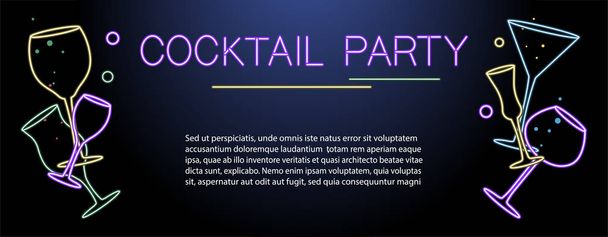 Banner-Vorlage für nächtliche Cocktailparty.  - Vektor, Bild