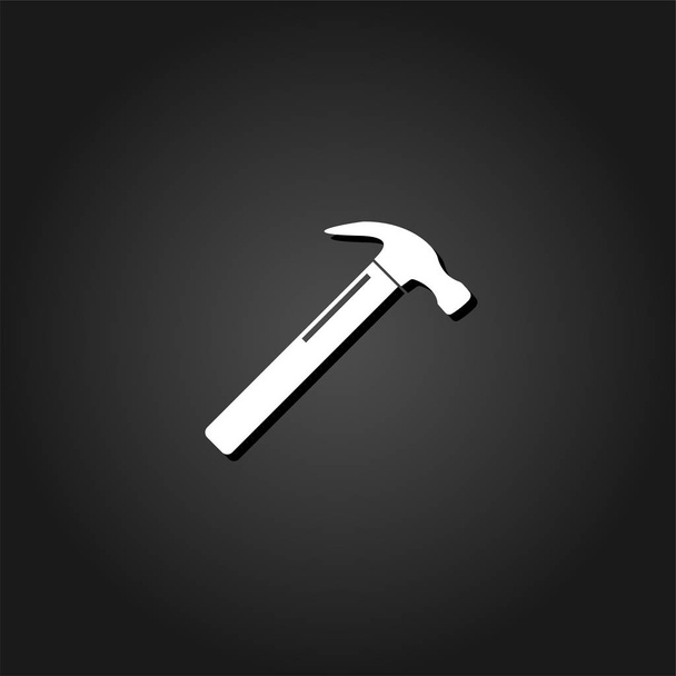 Icono de martillo de garra plano. Pictograma blanco simple sobre fondo negro con sombra. Símbolo ilustración vectorial
 - Vector, imagen