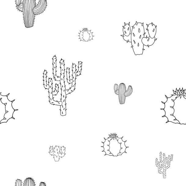 Vektor varrat nélküli mintát kaktuszok elszigetelt fehér background - Vektor, kép
