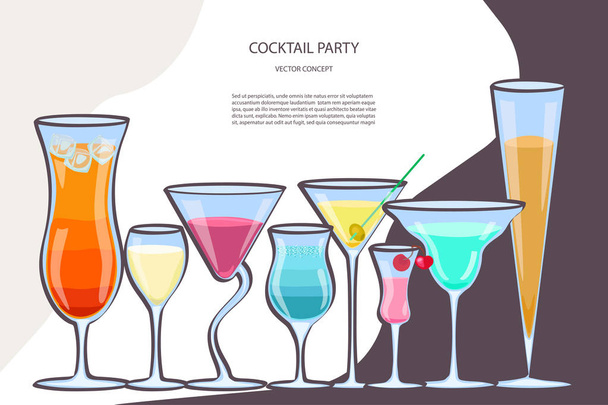 Flyer for night cocktail party.  - Vector, Image