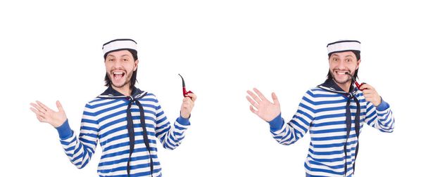 Funny sailor isolated on the white - Photo, Image