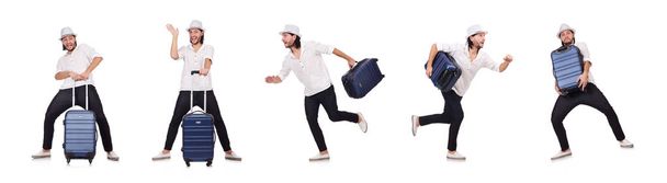 Ταξιδιωτικές διακοπές έννοια με αποσκευές σε λευκό - Φωτογραφία, εικόνα