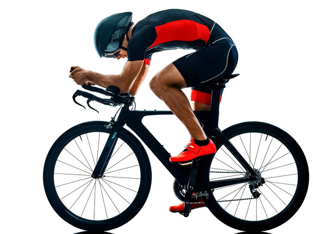 triathlete triathlon Cyclist cycling silhouette isolated white b - Zdjęcie, obraz