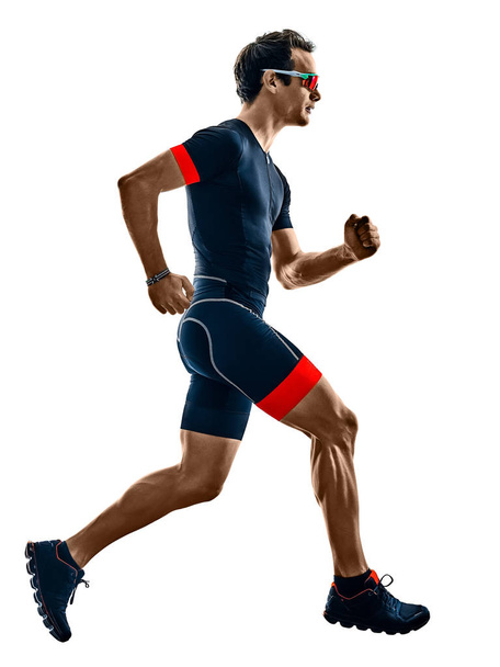 triatleta triatlo corredor correndo silhueta isolado branco b
 - Foto, Imagem