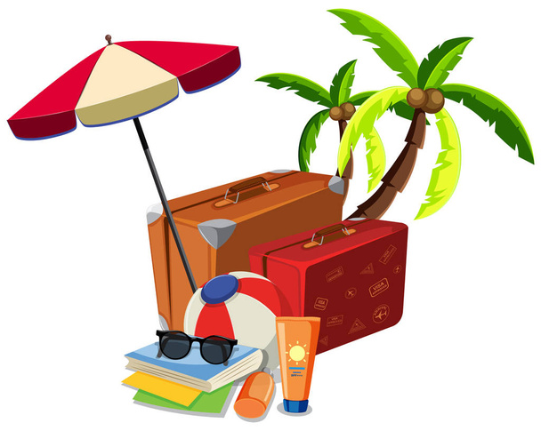 Playa verano viaje objeto ilustración
 - Vector, Imagen