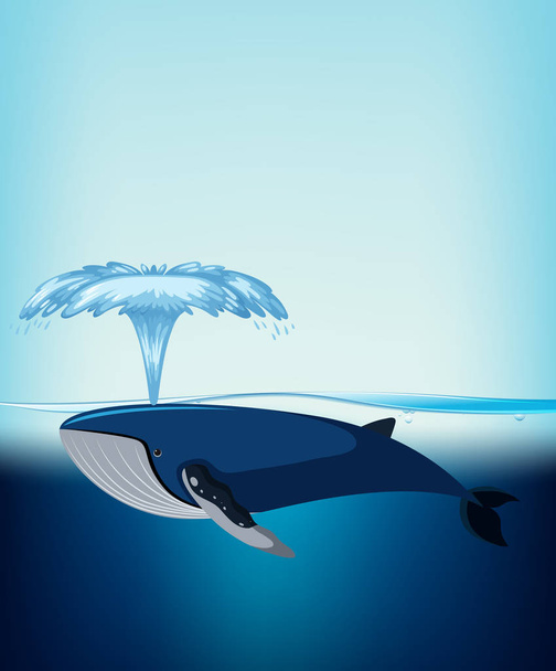 Μια φάλαινα κάτω από την εικόνα του νερού - Διάνυσμα, εικόνα