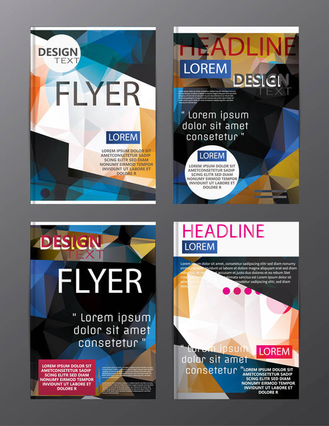Комплект Flyer Design Abstrag Polygonal. Бизнес-шаблон для флаера, баннера
,  - Вектор,изображение
