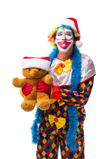 Junge lustige Clown-Komiker isoliert auf weiß  - Foto, Bild