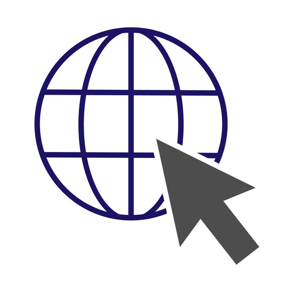 グローブは、World Wide Web のベクトルのアイコンに移動します。ベクトル線ロゴ イラスト。ブラウザーのシンボル . - ベクター画像
