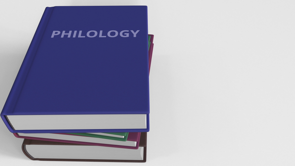 Okładka książki z tytułem filologii. animacja 3D - Materiał filmowy, wideo