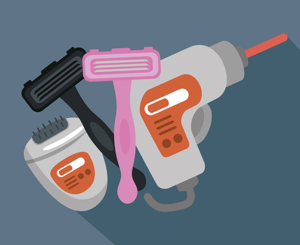 remoção de cabelo conjunto produtos vetor ilustração design
 - Vetor, Imagem