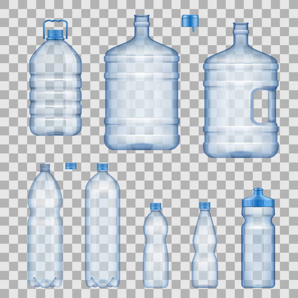 Water bottles and containers mockups, vector - Vector, Image