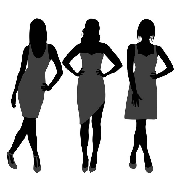 силует трьох модних дівчат топ-моделей
 - Вектор, зображення