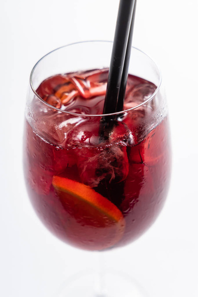 summer cocktail with fruits, close up - Фото, изображение