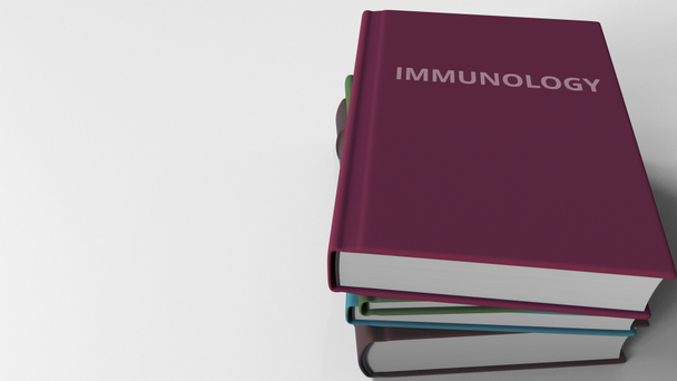Buch mit immunologischem Titel. 3D-Animation - Filmmaterial, Video
