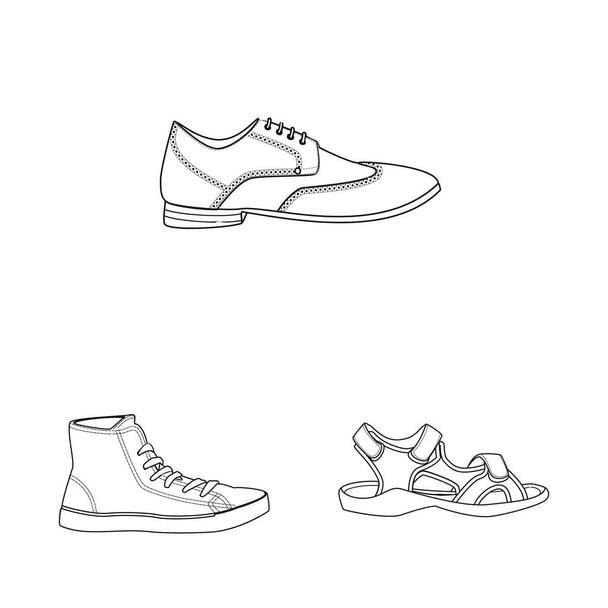 Vector illustration of shoe and footwear sign. Collection of shoe and foot stock symbol for web. - Vetor, Imagem