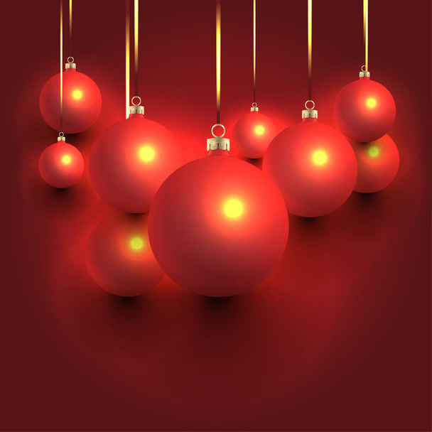 Red Christmas Balls Background Design - Vektor, obrázek