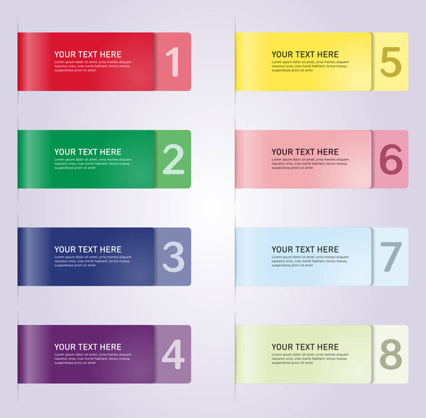 A set of colorful numbered tags for infographic - Διάνυσμα, εικόνα