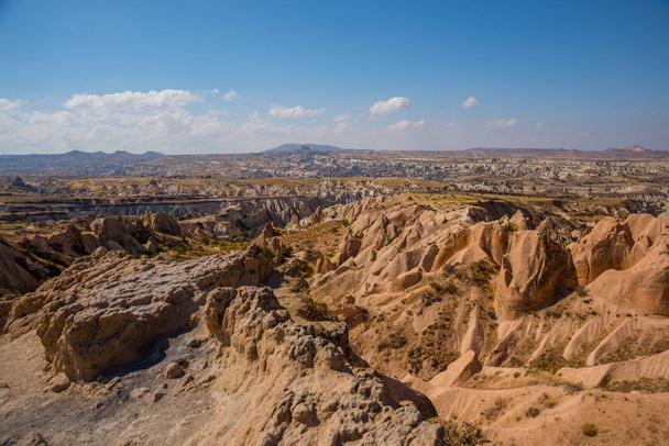 Red valley, Kizilcukur. Beautiful landscape of mountains and rocks from the observation deck Aktepe, Nevsehir province in Cappadocia, Anatolia. - Zdjęcie, obraz