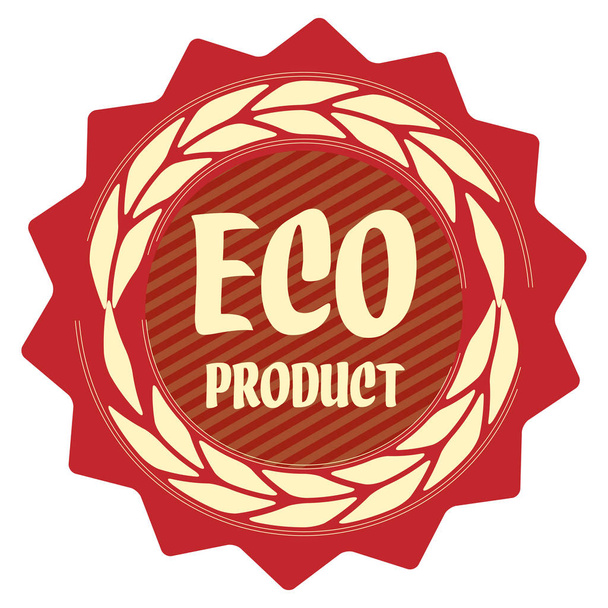 Eco Product label or tag with stripes, in a star shape, with ears. Brown, beige and red colors - Вектор,изображение