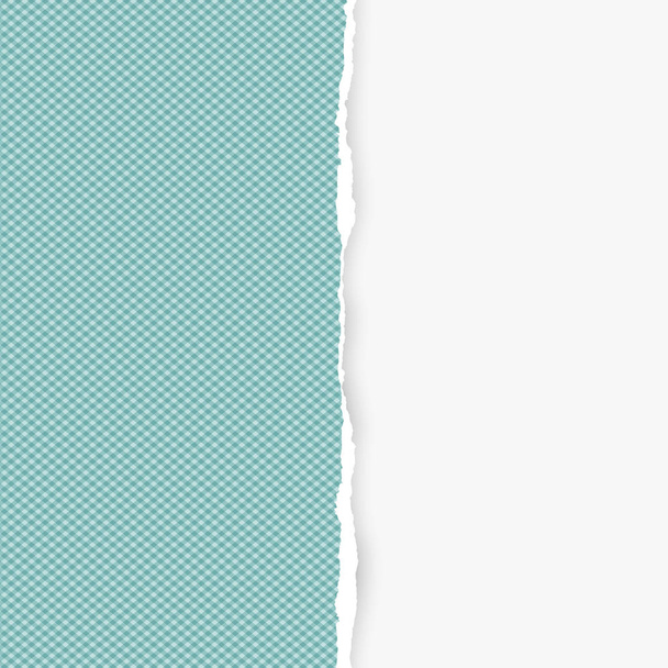 quadratisch gerissenes vertikales türkisfarbenes Papier für Text oder Nachricht ist auf weißem Hintergrund. Vektorillustration - Vektor, Bild