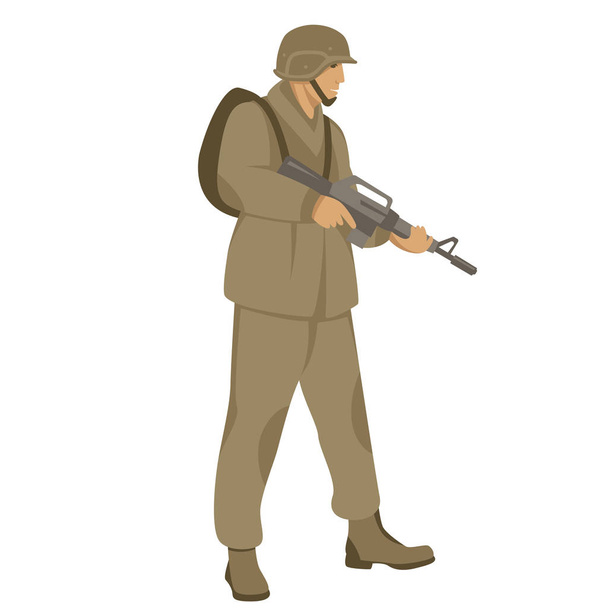 soldier  with gun ,vector illustration, flat style  - Vetor, Imagem