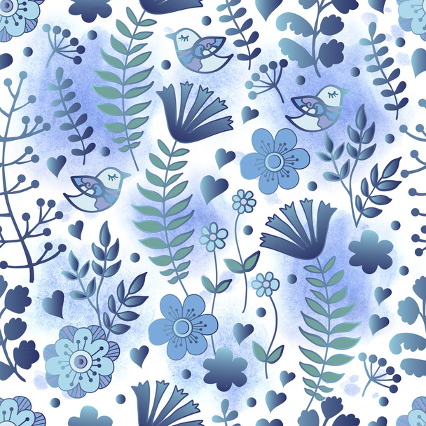 vintage floral pattern with watercolor background - Fotó, kép