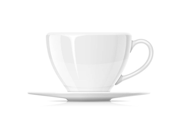 Ceramic cup for tea and coffee with plate. - Вектор, зображення
