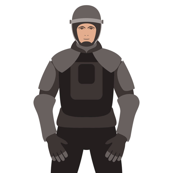 Police in armor ,vector illustration, flat style  - Vector, Image