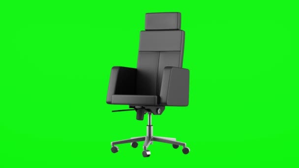 modern black office chair loop rotate on green chromakey background - Footage, Video